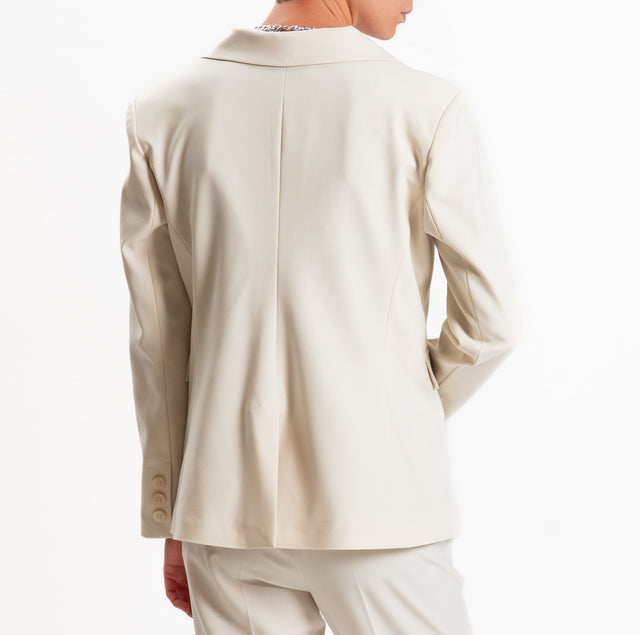 Motel-Single-button blazer with shoulder pads - cream