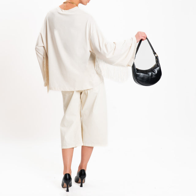 Motel-T-shirt scatola con frange - burro