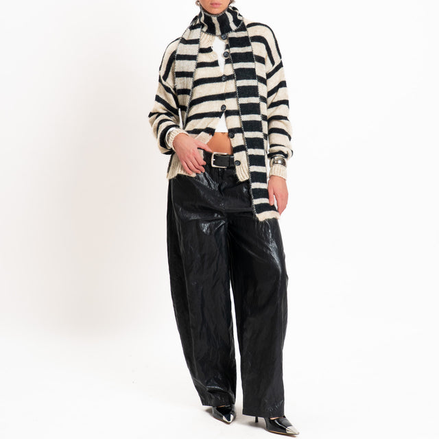 Motel-Pantalone similpelle wide leg - nero