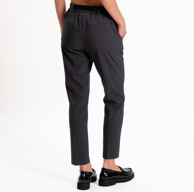 Motel-Pantalone elastico dietro con cintura - antracite