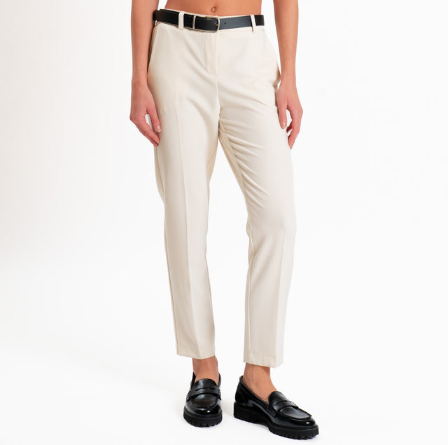 Motel-Elasticated back trousers with belt - cream