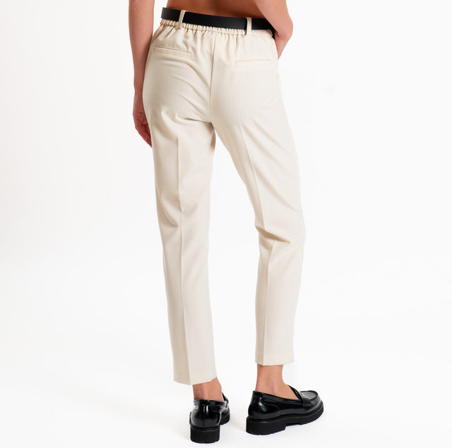 Motel-Elasticated back trousers with belt - cream