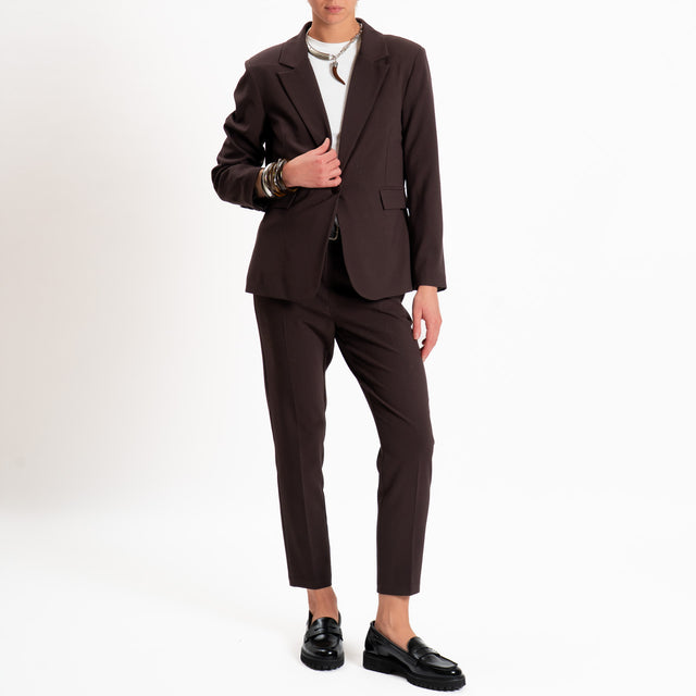 Motel-Elasticated back trousers with belt - dark brown