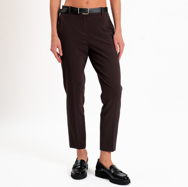Motel-Elasticated back trousers with belt - dark brown
