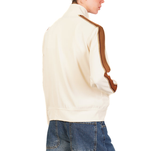 Chaqueta de tela Motel-Flower con raya lateral - Crema