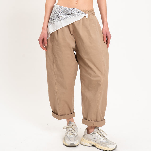 Motel-Pantalone elastico in vita con bandana - cammello