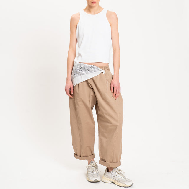 Motel-Pantalone elastico in vita con bandana - cammello