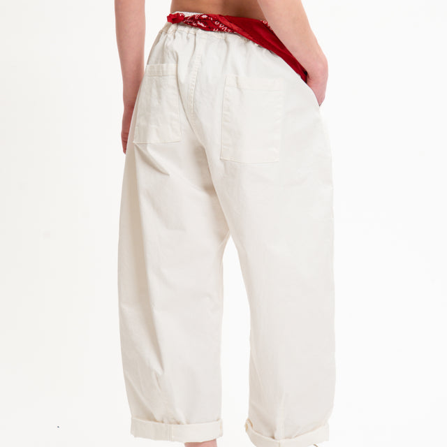Pantalones Motel con cintura elástica y bandana - Crema