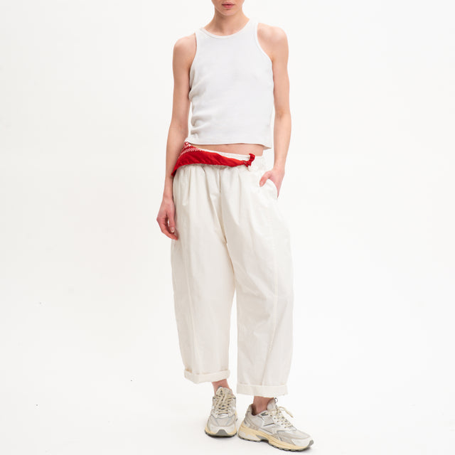Pantalones Motel con cintura elástica y bandana - Crema