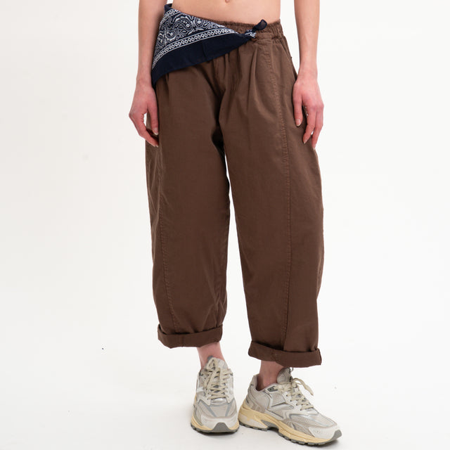 Motel-Pantalone elastico in vita con bandana - moka