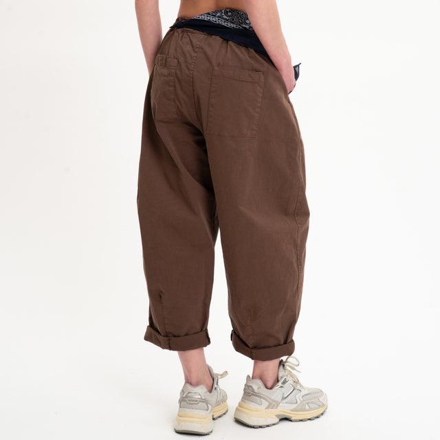Motel-Pantalone elastico in vita con bandana - moka