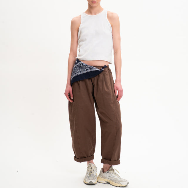 Motel-Pantalone elastico in vita con bandana - moka