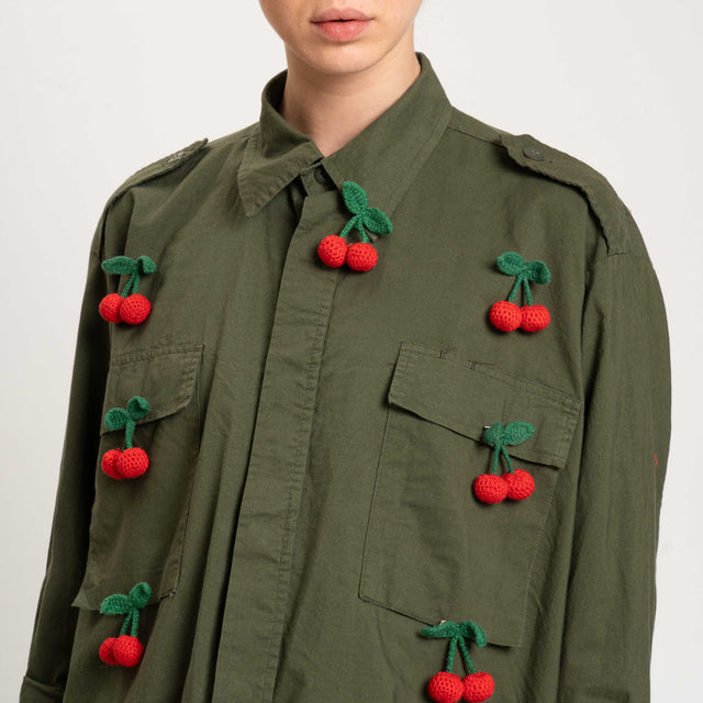 Motel-Camicia vintage spille cherry - militare