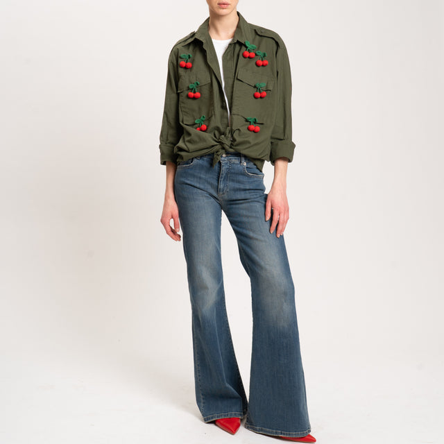 Motel-Camicia vintage spille cherry - militare