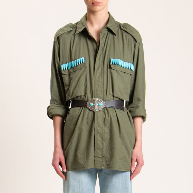 Motel-Camicia vintage con applicazioni - militare