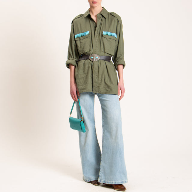 Motel-Camicia vintage con applicazioni - militare