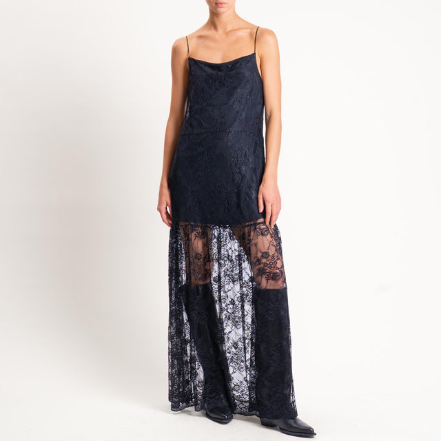 Motel-Abito pizzo con balza - nero