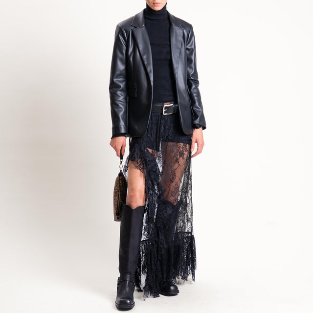 Motel-Gonna in pizzo con balza - nero