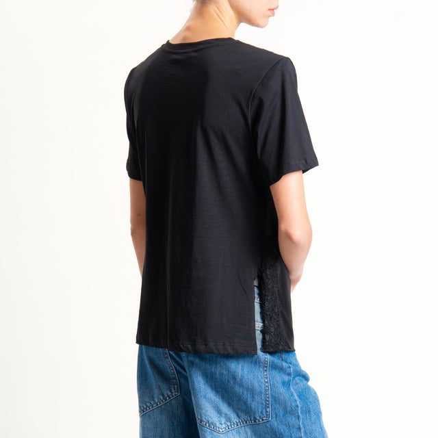 Motel-T-shirt doppio tessuto - nero