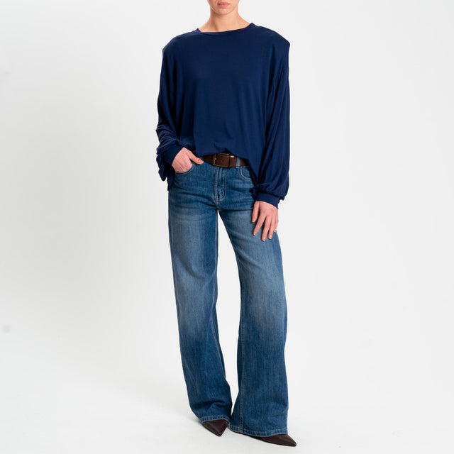 Motel-T-shirt over in jersey di viscosa elasticizzata con spalline - blu