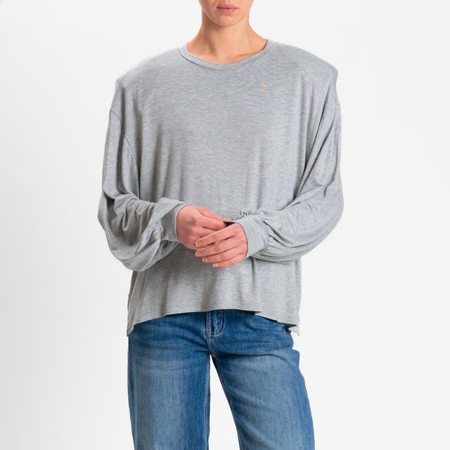 Motel-T-shirt over in jersey di viscosa elasticizzata con spalline - grigio melange