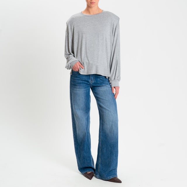 Motel-T-shirt over in jersey di viscosa elasticizzata con spalline - grigio melange