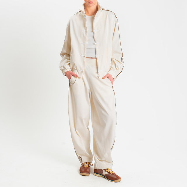 Motel-Felpa mandarin banda laterale - burro/moro