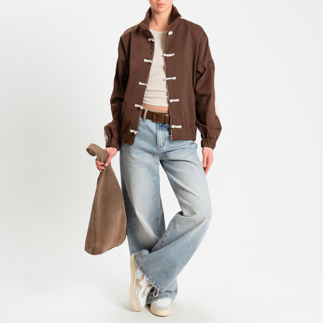 Motel-Felpa mandarin banda laterale - moro/burro