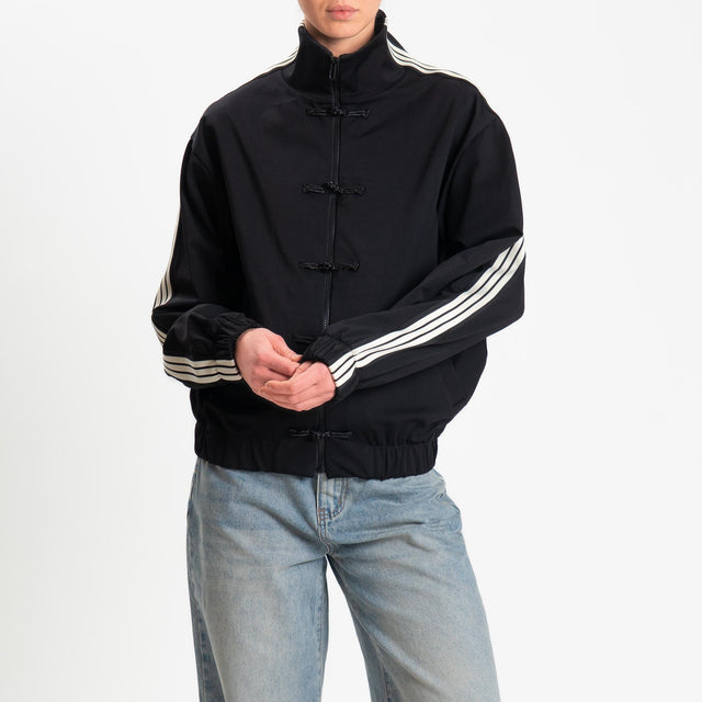 Motel-Felpa mandarin banda laterale - nero/burro