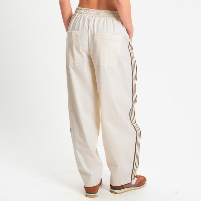 Motel-Pantalone barrel banda laterale punto milano - burro/moro