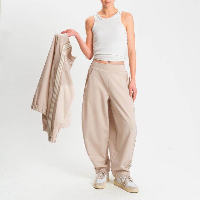 Motel-Pantalone barrel banda laterale punto milano - casha/burro