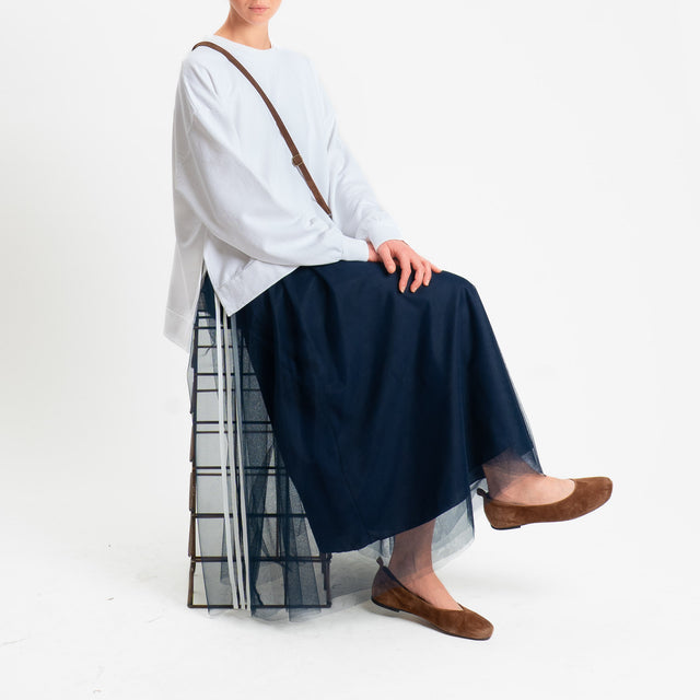 Motel-Gonna in tulle bande laterali - blu