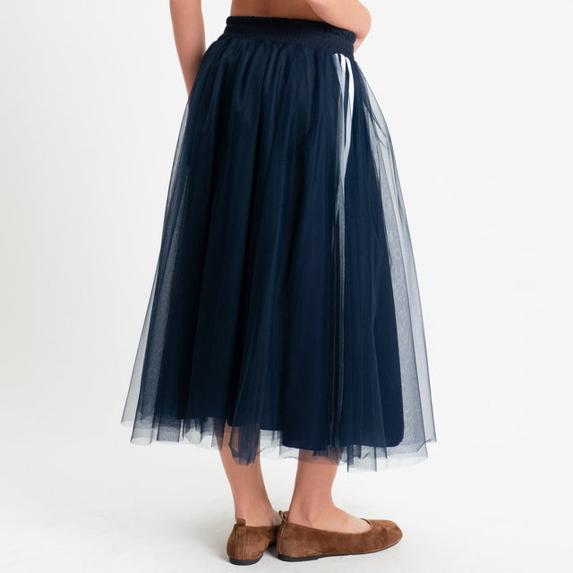 Motel-Gonna in tulle bande laterali - blu