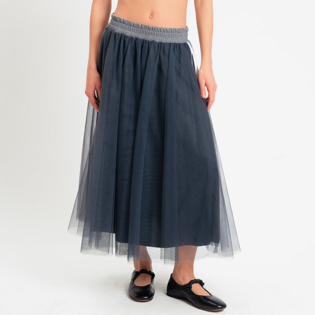 Motel-Gonna in tulle bande laterali - antracite