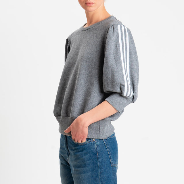 Motel-Felpa girocollo bande laterali - antracite/panna