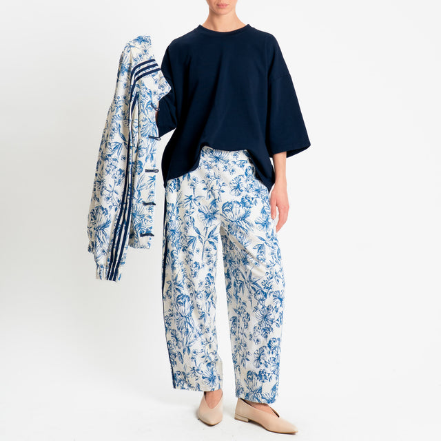 Motel-Pantalone in felpa mandarin fantasia bande laterali - burro/latte