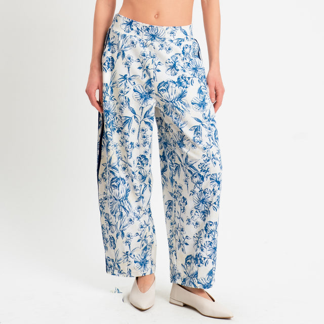 Motel-Pantalone in felpa mandarin fantasia bande laterali - burro/latte