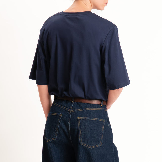 Motel-T-shirt con taschino maxi paillettes fondo con elastico - blu