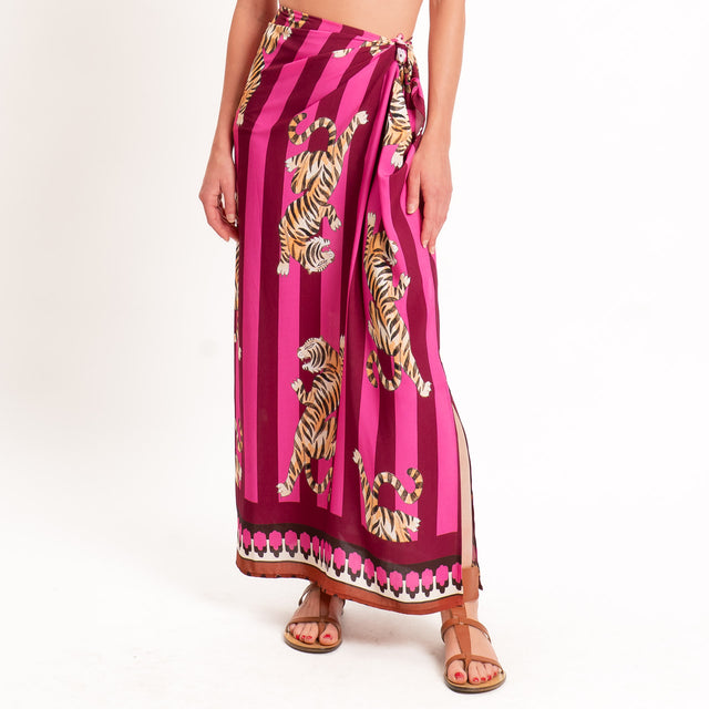 Motel-Gonna pareo fantasia tigri - fucsia/india