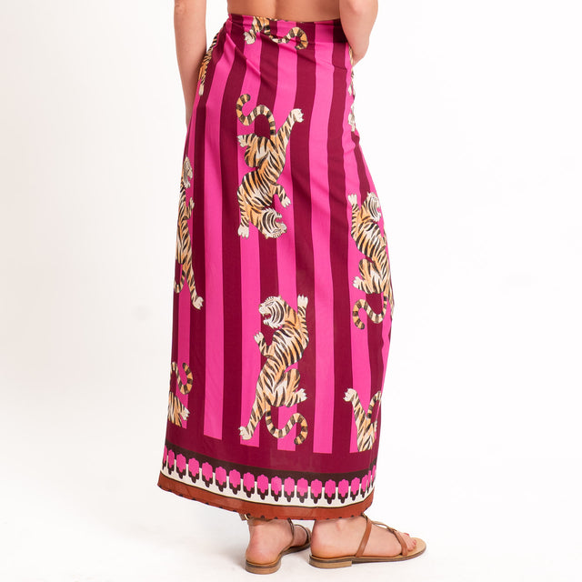 Motel-Gonna pareo fantasia tigri - fucsia/india