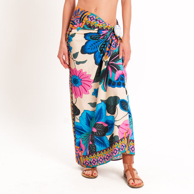 Motel-Gonna pareo fantasia - burro/royal/fucsia