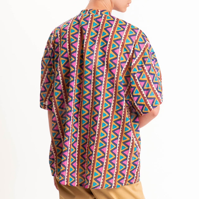 Motel-Camicia mussola fantasia - fucsia/blu/cuoio