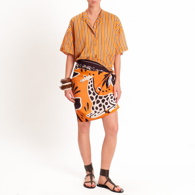 Motel-Gonna corta pareo fantasia giraffa - arancio/moro/sand