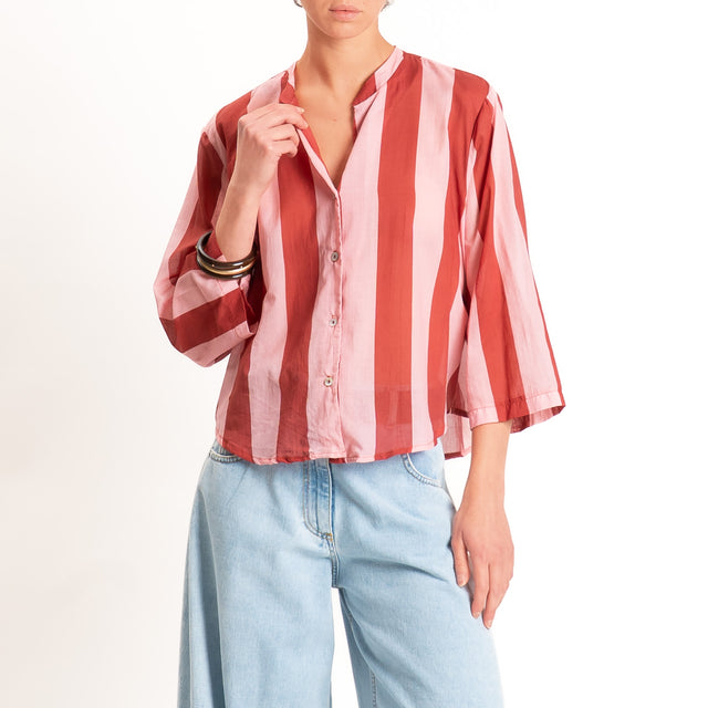 Motel-Camicia mussola a righe - india/rosa