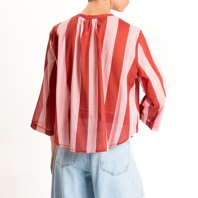 Motel-Camicia mussola a righe - india/rosa