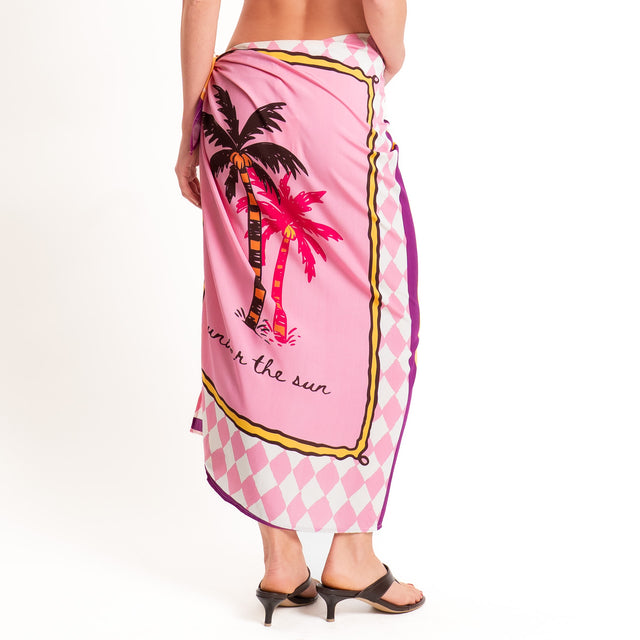 Motel-Gonna pareo fantasia tropicale - pink/malva/giallo