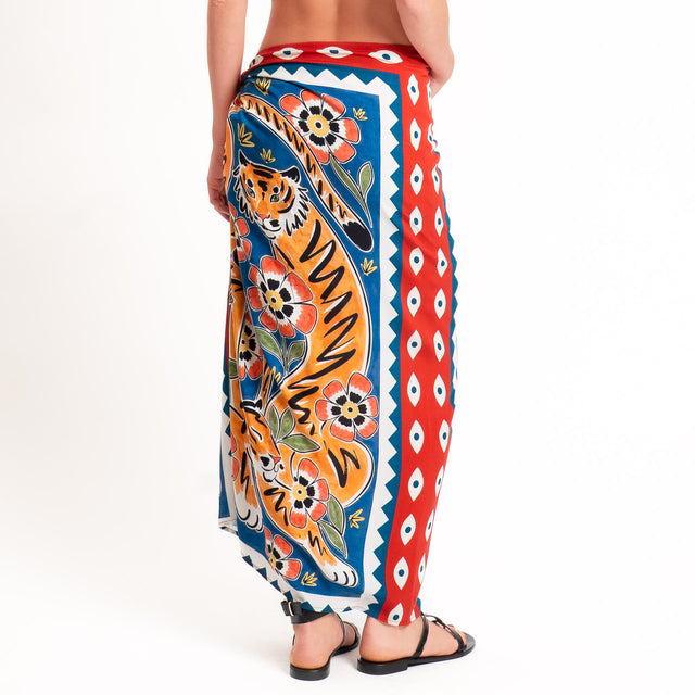 Motel-Gonna pareo fantasia tigri - rosso/royal/orange