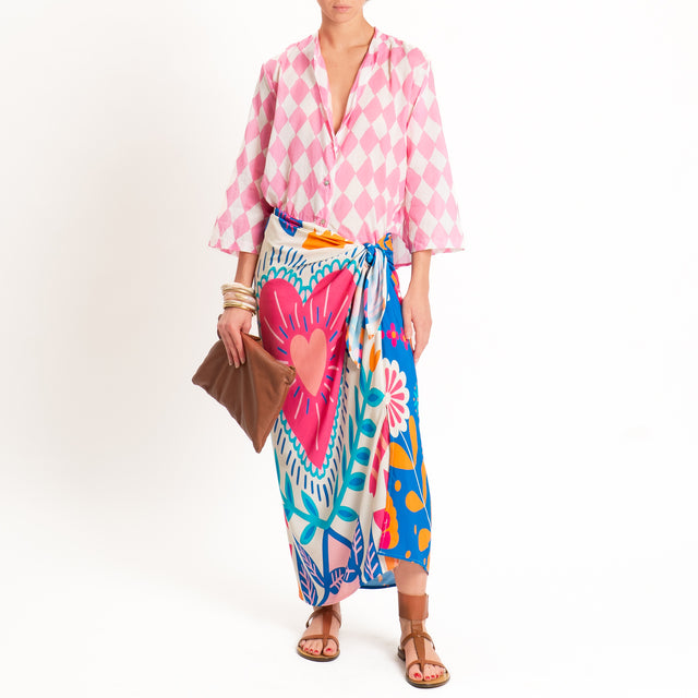Motel-Gonna pareo fantasia - burro/royal/fucsia