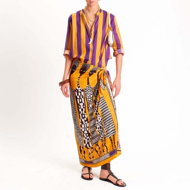 Motel-Gonna pareo fantasia giraffe - arancio/viola/sand
