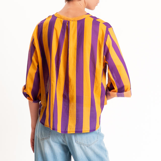 Motel-Camicia mussola a righe - arancio/viola